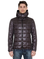 ARMANI JEANS - REVERSIBLE HERRINGBONE PRINT DOWN JACKET - CHARCOAL