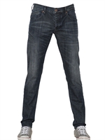 ARMANI JEANS - 17CM CROSSHATCH MEDIUM DARK J23 JEANS - DENIM BLUE