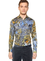 ETRO - WASHED COTTON SATIN PHOTO PRINT SHIRT - GREEN MULTI