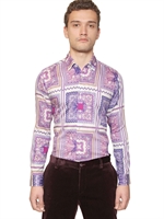 ETRO - WASHED COTTON SATIN SHIRT - MULTI PURPLE