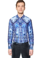 ETRO - WASHED COTTON SATIN SHIRT - MULTI BLUE