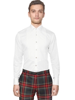 ETRO - COTTON POPLIN PAISLEY PLASTRON SHIRT - WHITE