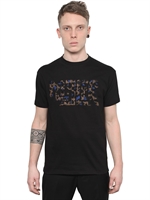 MUGLER - MUGLER ANGORA LOGO COTTON JERSEY T-SHIRT - BLACK