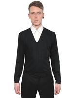 MUGLER - TWO TONE COTTON POPLIN SHIRT - BLACK/WHITE