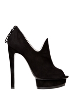 GIORGIO ARMANI - 140MM SUEDE LOW OPEN TOE - BLACK