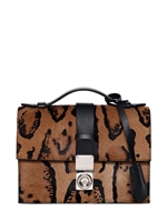 GIORGIO ARMANI - BUSINESS PRINTED PONYSKIN SHOULDER BAG - LEOPARD