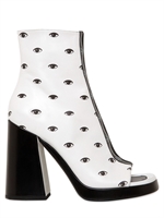 KENZO - 110MM EYE PRINT CALFSKIN OPEN TOE BOOTS - WHITE