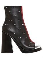 KENZO - 110MM EYE PRINT CALFSKIN OPEN TOE BOOTS - BLACK/ RED