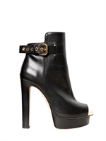 GIANMARCO LORENZI - 130MM OPEN TOE CALF LEATHER BOOTS - BLACK