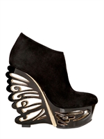 LE SILLA - 150MM SUEDE BUTTERFLY WEDGES - BLACK