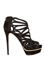 LE SILLA - 130MM SUEDE CAGE SANDALS - BLACK