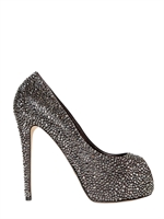 LE SILLA - 130MM ALL OVER SWAROVSKI CALFSKIN PUMPS - GUNMETAL