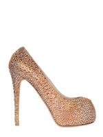 LE SILLA - 130MM PUMPS AUS KALBSLEDER MIT SWAROVKIS - GOLD