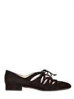 GIORGIO ARMANI - 20MM SUEDE LACE UP CUT OUT LOAFERS - BLACK