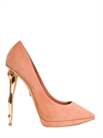 DUKAS - 130MM SUEDE DOLL HEEL PUMPS - BLUSH