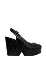 ROBERT CLERGERIE - 110MM PRINTED LEATHER WEDGES - BLACK