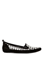 PROENZA SCHOULER - 10MM SUEDE & NAPPA POINTED LOAFERS - BLACK/WHITE
