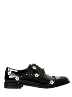RED VALENTINO - 30MM FLOWERS APPLIQUÉ OXFORD SHOES - BLACK/WHITE
