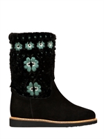 RED VALENTINO - 30MM SUEDE SHEARLING BOOTS - BLACK