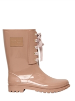 RED VALENTINO - 30MM RUBBER BOW BOOTS - NUDE