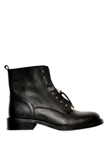 MELLOW YELLOW - ZIPPED CALFSKIN COMBAT BOOTS - BLACK