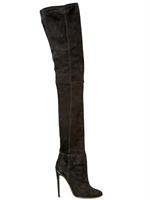 BALMAIN - 100MM CUISSARD STRETCH SUEDE BOOTS - BLACK
