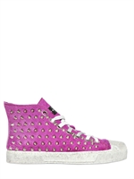 GIENCHI - STUDDED PONYSKIN HIGH TOP SNEAKERS - FUCHSIA