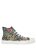 GIENCHI - STUDDED FLORAL PRINTED COTTON SNEAKERS - MULTIFLORAL
