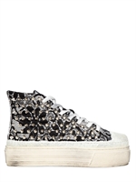 GIENCHI - 50MM STUDDED LACE PRINTED SNEAKERS - WHITE/BLACK