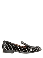 RAS - 20MM PEARL EMBROIDERED VELVET LOAFERS - BLACK