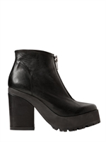 MIISTA - 100MM ZIPPED CALFSKIN WEDGES - BLACK