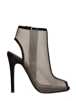GIAMBATTISTA VALLI - 110MM SUEDE AND NET OPEN TOE BOOTS - BLACK