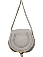 CHLOE' - SMALL MARCIE LEATHER CROSSBODY BAG - CASHMERE GREY