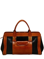 CHLOE' - LARGE ALICE SHINY LEATHER TOP HANDLE BAG - BLACK/TAN
