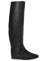 LANVIN - 40MM TUMBLED CALFSKIN WEDGED BOOTS - BLACK