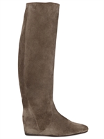 LANVIN - 40MM WILDLEDERSTIEFEL MIT KEILABSATZ - GRAUBRAUN
