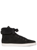 LANVIN - 20MM SHEARLING HIGH TOP SNEAKERS - BLACK