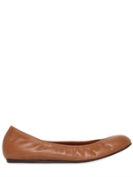 LANVIN - 10MM CALF LEATHER BALLERINA FLATS - CAMEL
