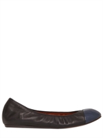 LANVIN - 10MM TWO TONE LEATHER BALLERINA - BLACK/BLUE