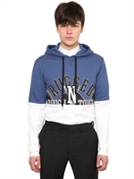 KRIS VAN ASSCHE - COTTON POPLIN & FLEECE SWEATSHIRT - BLUE/WHITE