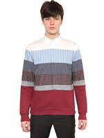 KRIS VAN ASSCHE - COTTON WOOL & SILK FLEECE SWEATSHIRT - MULTI RED