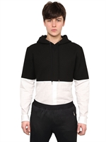 KRIS VAN ASSCHE - HONEYCOMB JERSEY & POPLIN SWEATSHIRT - BLACK/WHITE