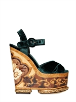 DOLCE & GABBANA - 70MM VELVET INLAID WEDGES - DARK GREEN
