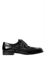 DOLCE & GABBANA - 20MM BOUCLÉ & CALF LACE-UP SHOES - BLACK