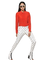 KENZO - EYE PRINTED SILK CREPE DE CHINE SHIRT - RED