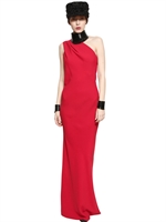 JOHN GALLIANO - LANGES, DRAPIERTES KLEID MIT EINER SCHULTER - ROT