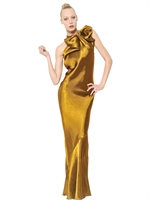 LANVIN - LANGES KLEID AUS TECHNO-DUCHESSE MIT SCHLEIFE - GOLD