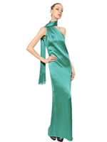 LANVIN - LANGES KLEID AUS DOPPELTEM TECHNO-SATIN - TÜRKIS