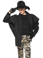 LANVIN - RUFFLED WOOL FELT VEST JACKET - BLACK