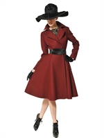 LANVIN - GODET WOOL FELT COAT - BORDEAUX